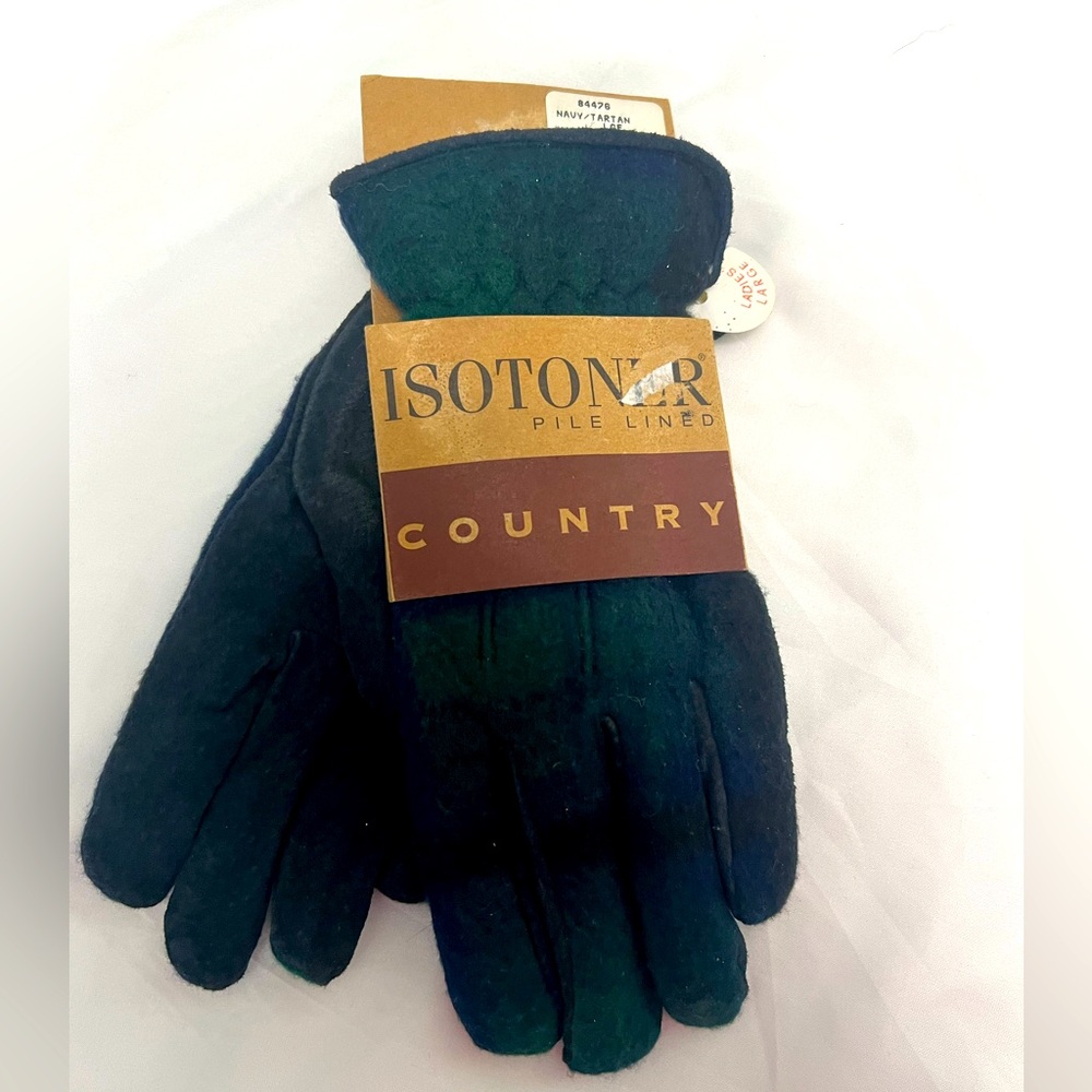 Isotoner women’s country tartan gloves size L
